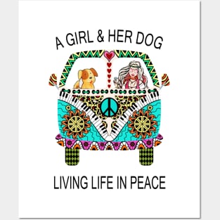 a girl and her dog living in peace Posters and Art